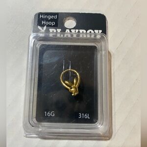 NEW Playboy Bunny Gold Hinged Hoop Earring 16 Gauge